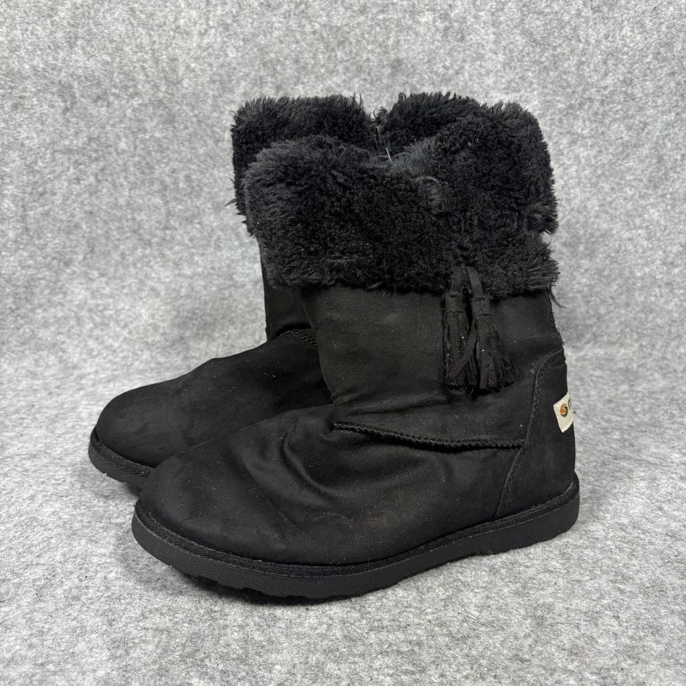 Makalu Iceland Winter Boots 4M Black Faux Fur Tassel Detail‎